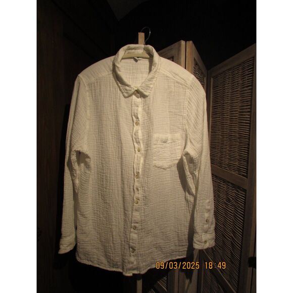 Sonoma goods for life size xl white button up blouse top white 100% cotton - Picture 3 of 7
